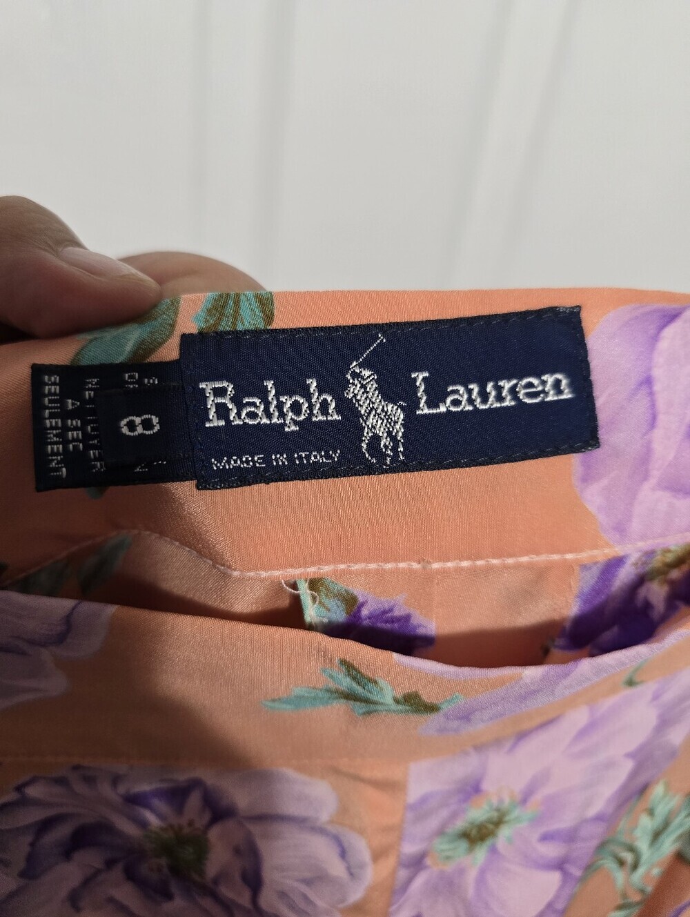 Ralph Lauren Made In Italy Floral Peach Wide-Leg Size 8 - Picture 7 of 8